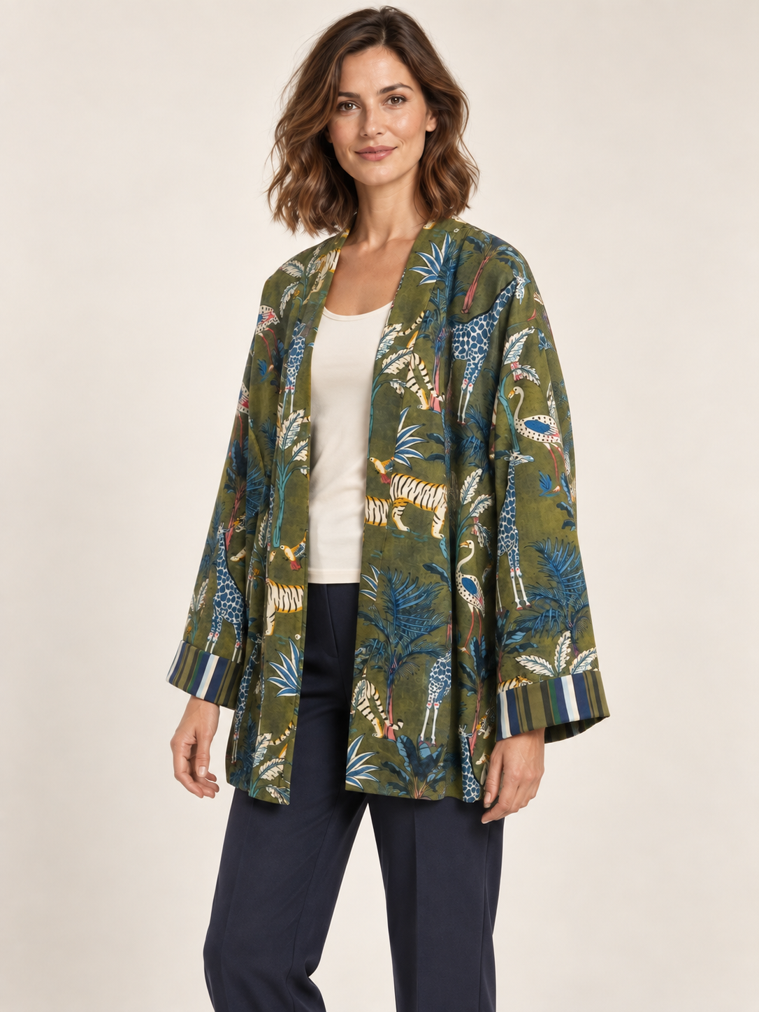 Kimono Have One in ciniglia Jungle – verde oliva