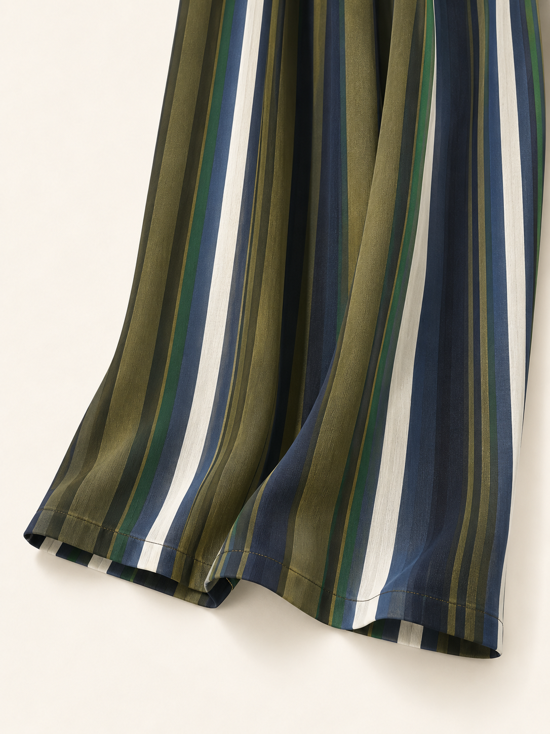 Pantalone palazzo a righe – blu, panna e verde