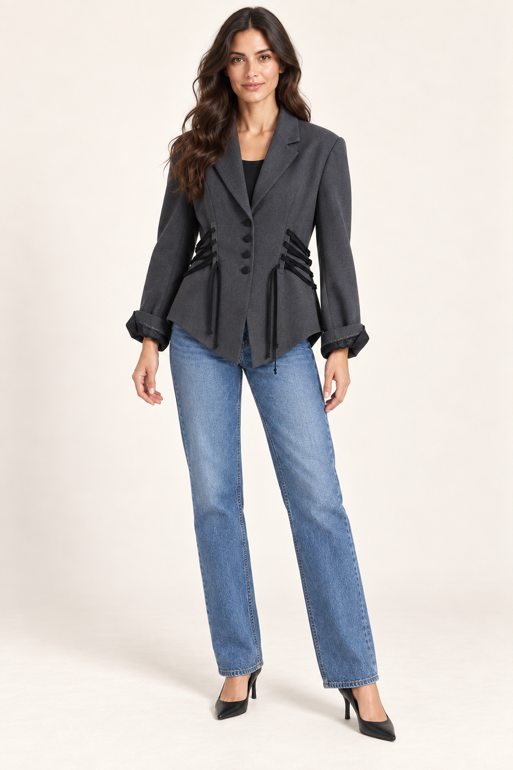 Giacca corsetto con lacci – antracite