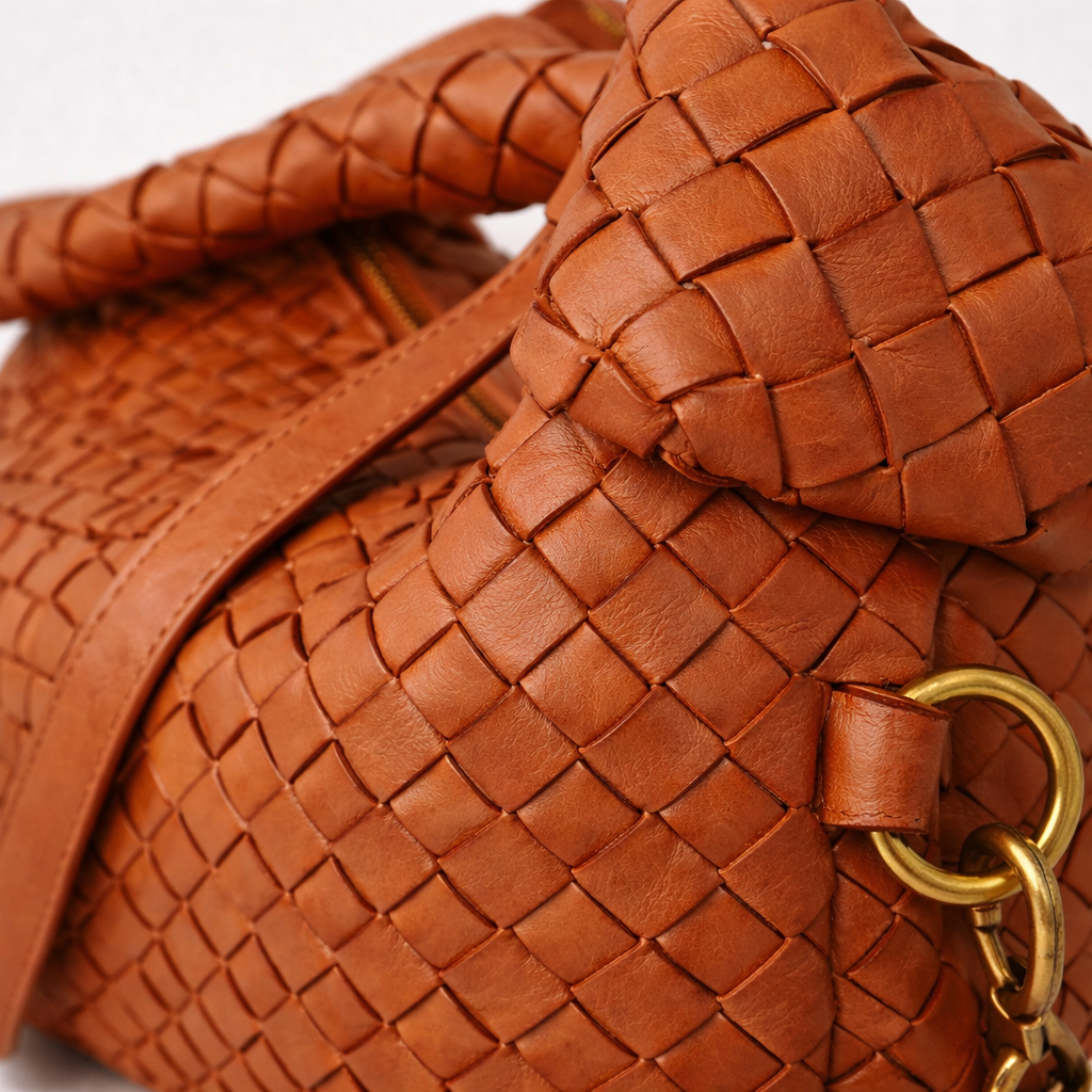 Borsa in pelle artigianale intrecciata