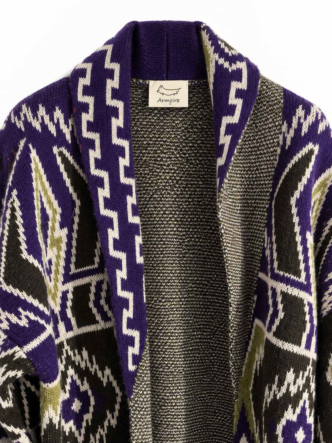 Cardigan Armoire jacquard viola con cintura