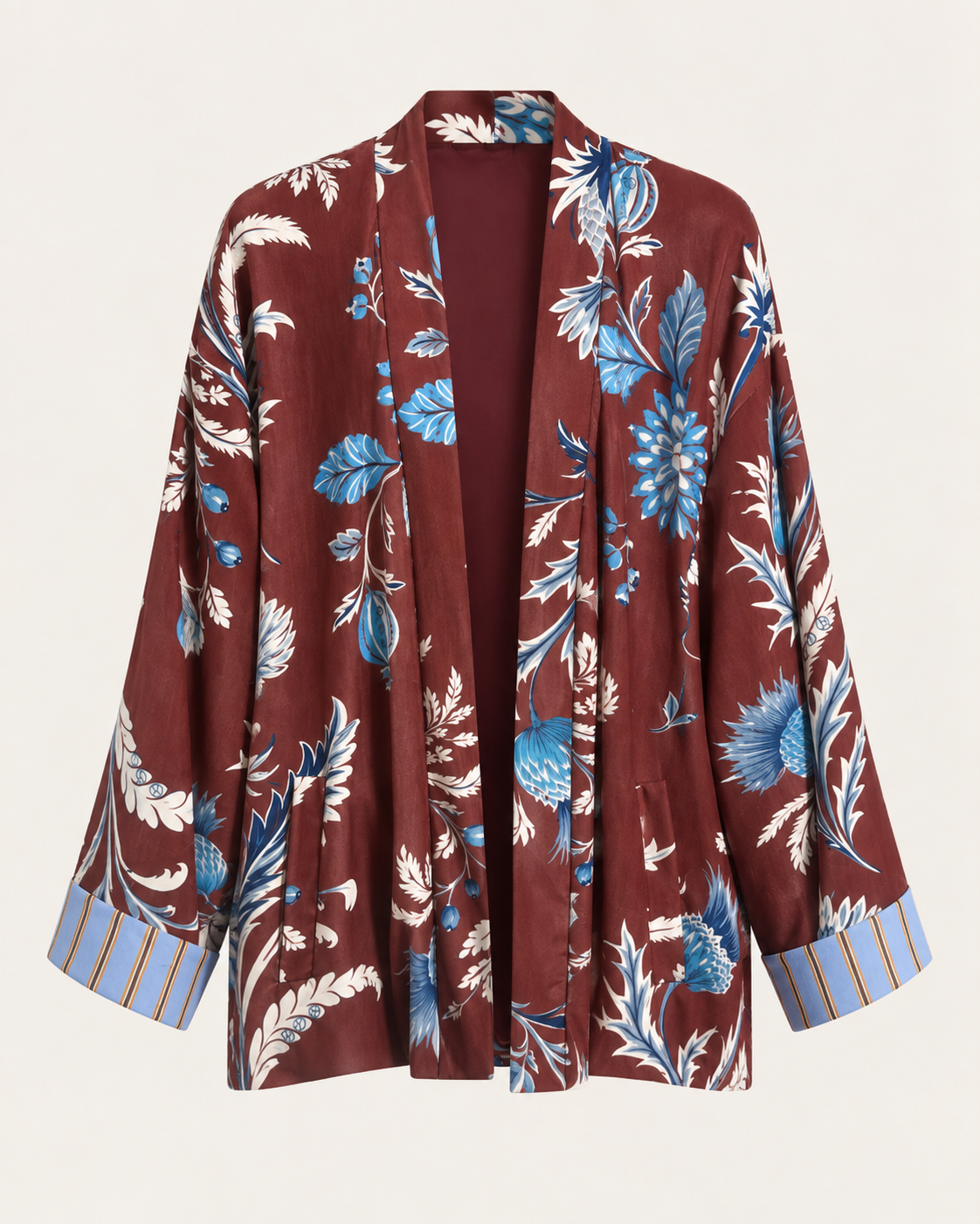 Kimono Have One floreale – bordeaux
