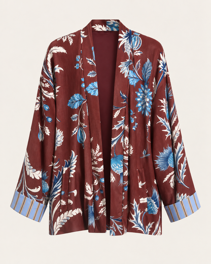 Kimono Have One floreale – bordeaux