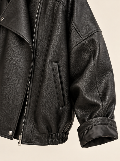 Bomber donna oversize in ecopelle nera Have One