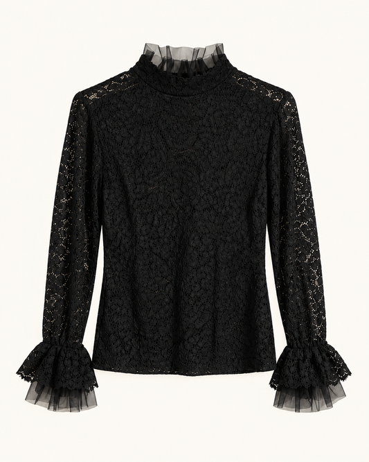 Maglia in pizzo e tulle