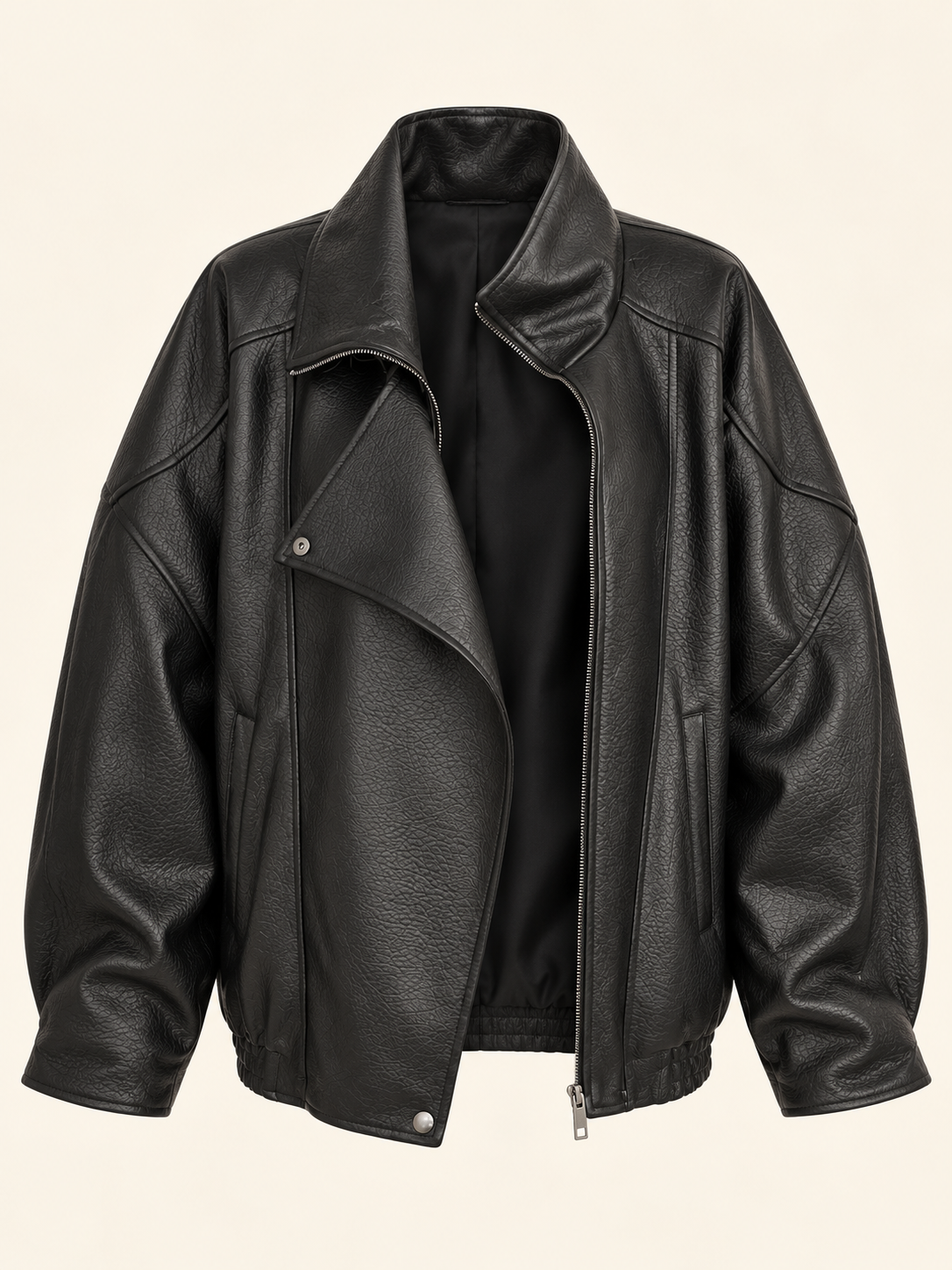 Bomber donna oversize in ecopelle nera Have One