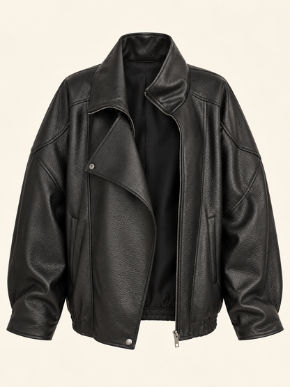 Bomber donna oversize in ecopelle nera Have One