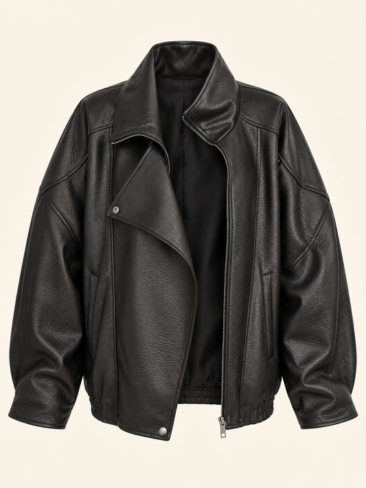 Bomber donna oversize in ecopelle nera Have One