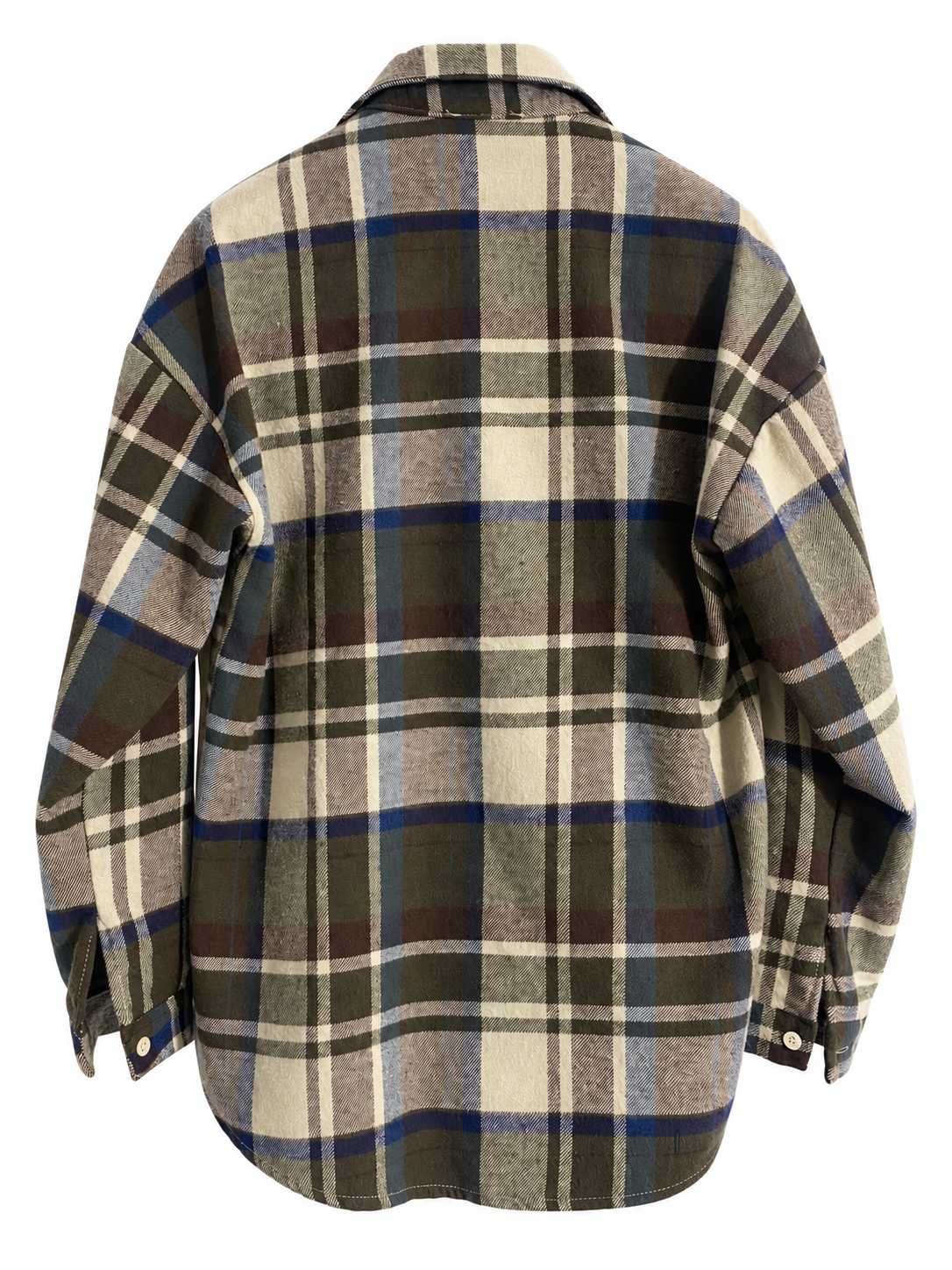 Camicia donna tartan verde oliva e panna con spilla rimovibile