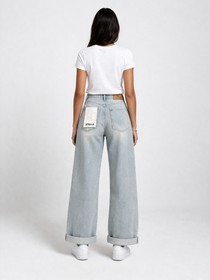 Jeans wide leg con strass – Stella