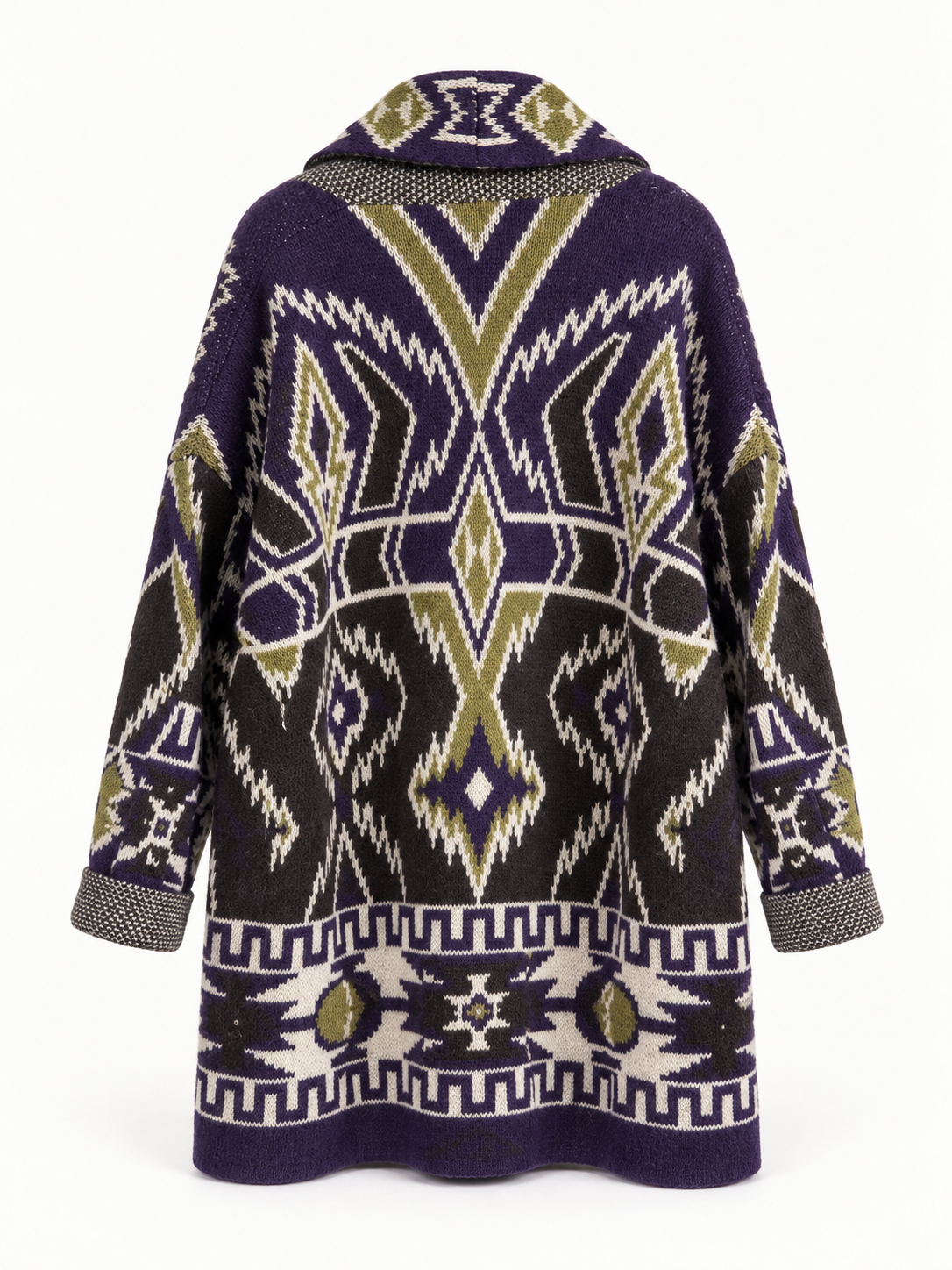 Cardigan Armoire jacquard viola con cintura