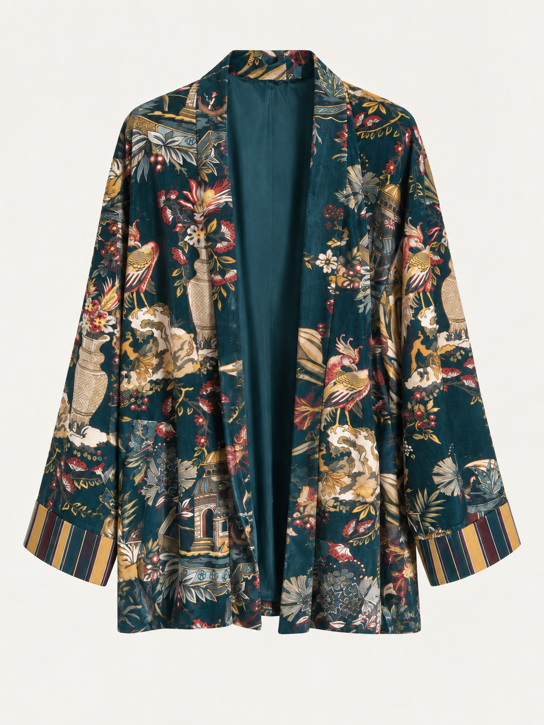 Kimono Have One in ciniglia fantasia – blu petrolio