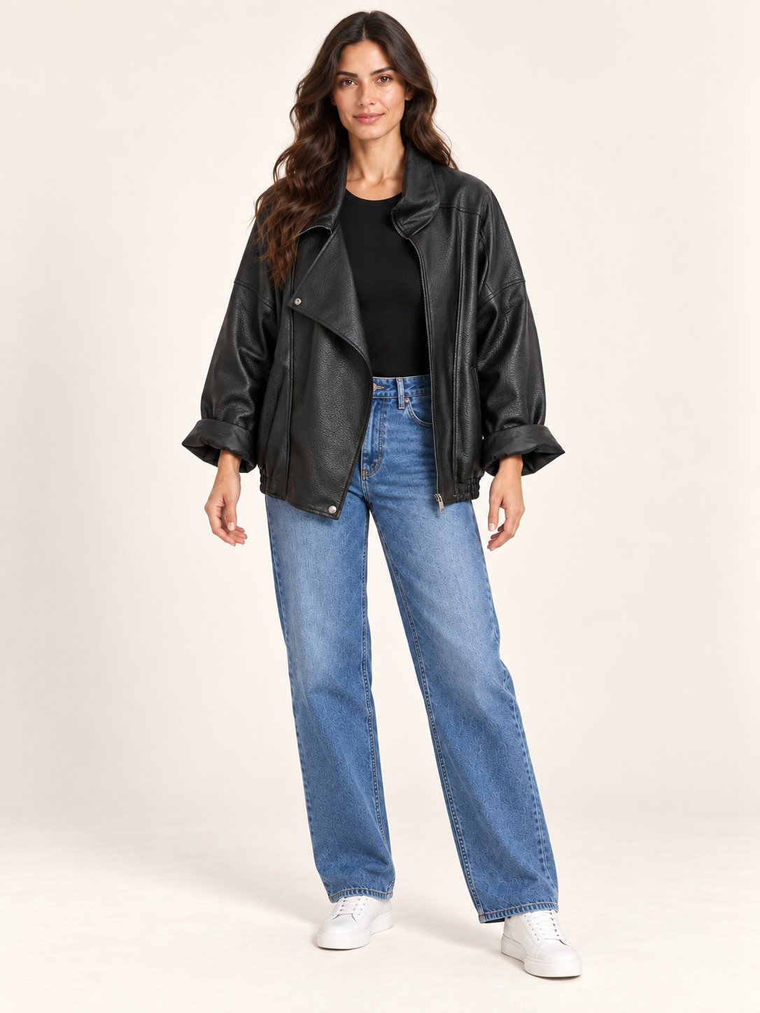 Bomber donna oversize in ecopelle nera Have One