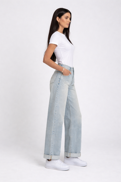 Jeans wide leg con strass – Stella