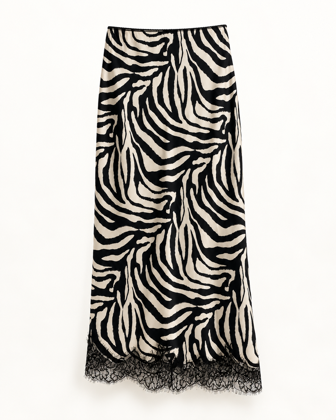 Gonna longuette Zebra panna e nera con pizzo