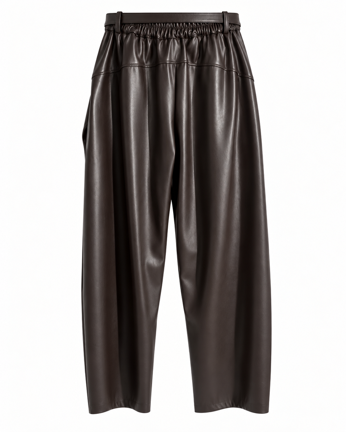 Pantalone Barrel in Ecopelle con Cintura
