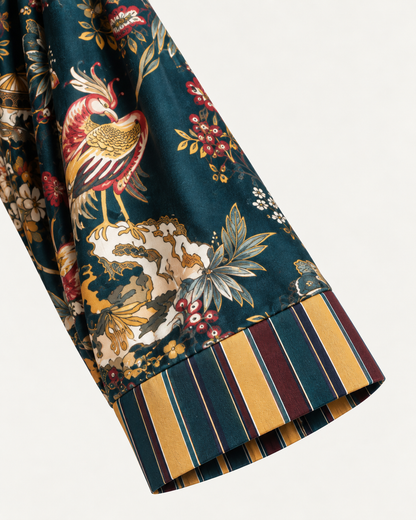 Kimono Have One in ciniglia fantasia – blu petrolio