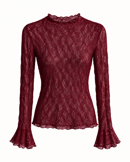 Maglia da donna in pizzo bordeaux