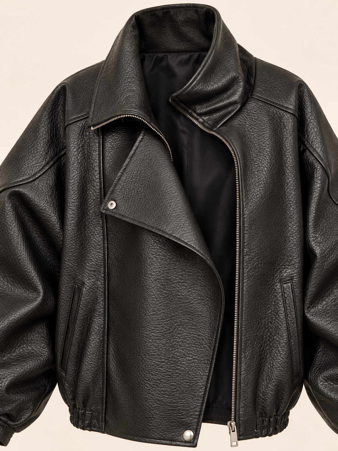 Bomber donna oversize in ecopelle nera Have One