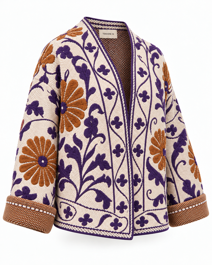 Giacca Cardigan Jacquard Floreale