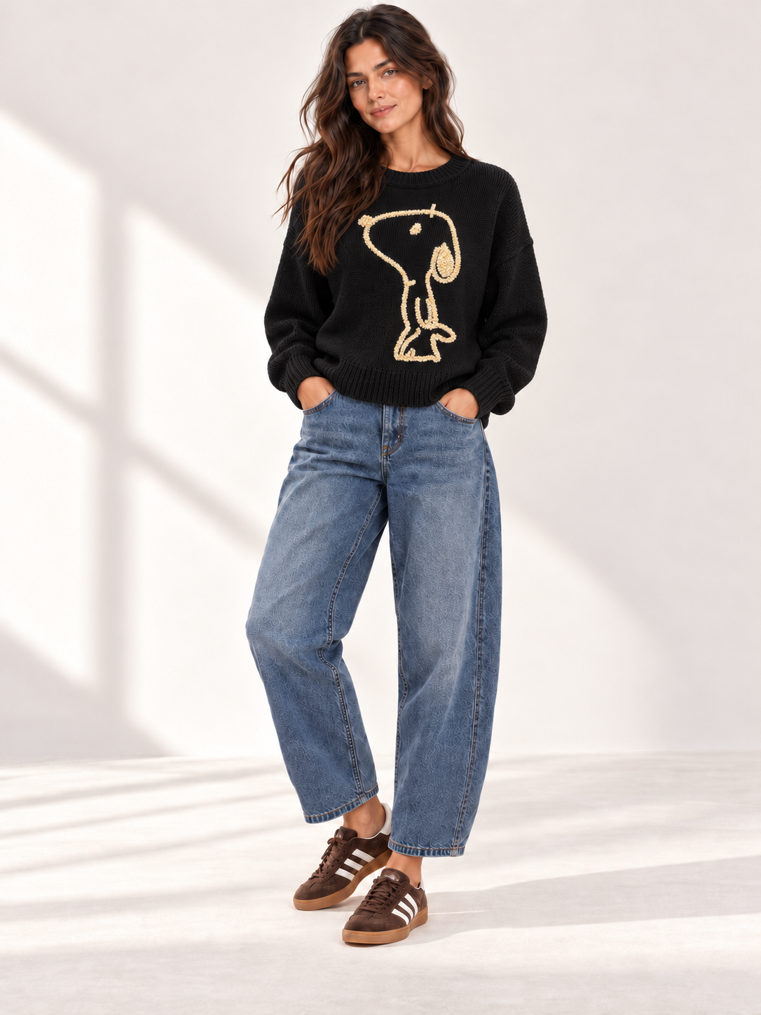 Maglia donna serie ICONIC con ricamo in rilievo