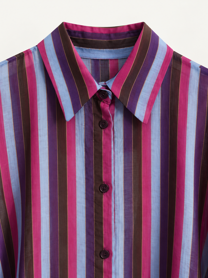 Camicia a righe – fucsia, viola e celeste
