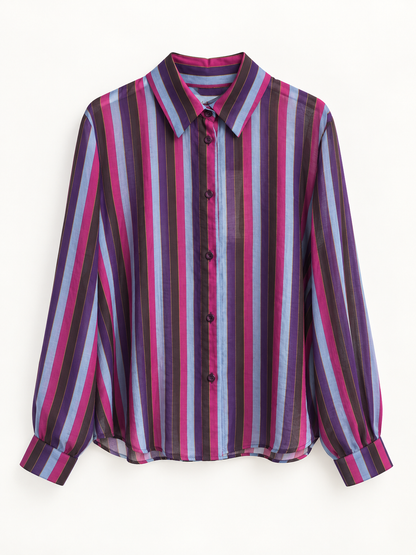Camicia a righe – fucsia, viola e celeste