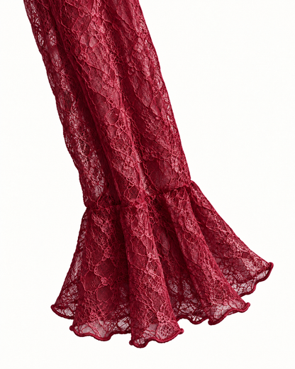 Maglia da donna in pizzo bordeaux