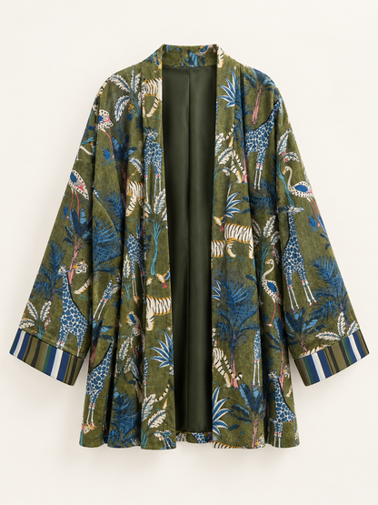 Kimono Have One in ciniglia Jungle – verde oliva