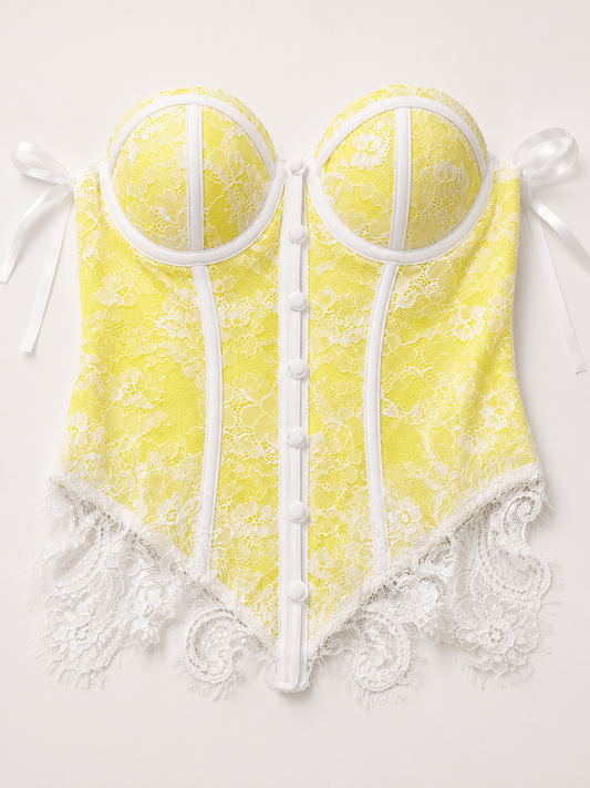 Corpetto  in pizzo – Giallo Fluo