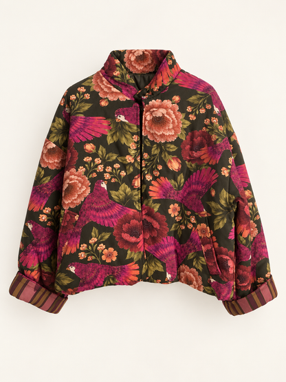 Bomber Nomad fantasia pappagalli – olio, cipria e fucsia