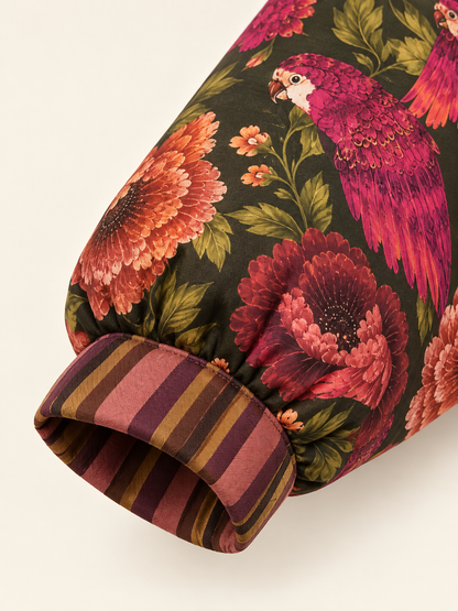 Bomber Nomad fantasia pappagalli – olio, cipria e fucsia