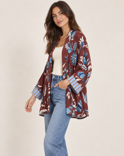 Kimono Have One floreale – bordeaux