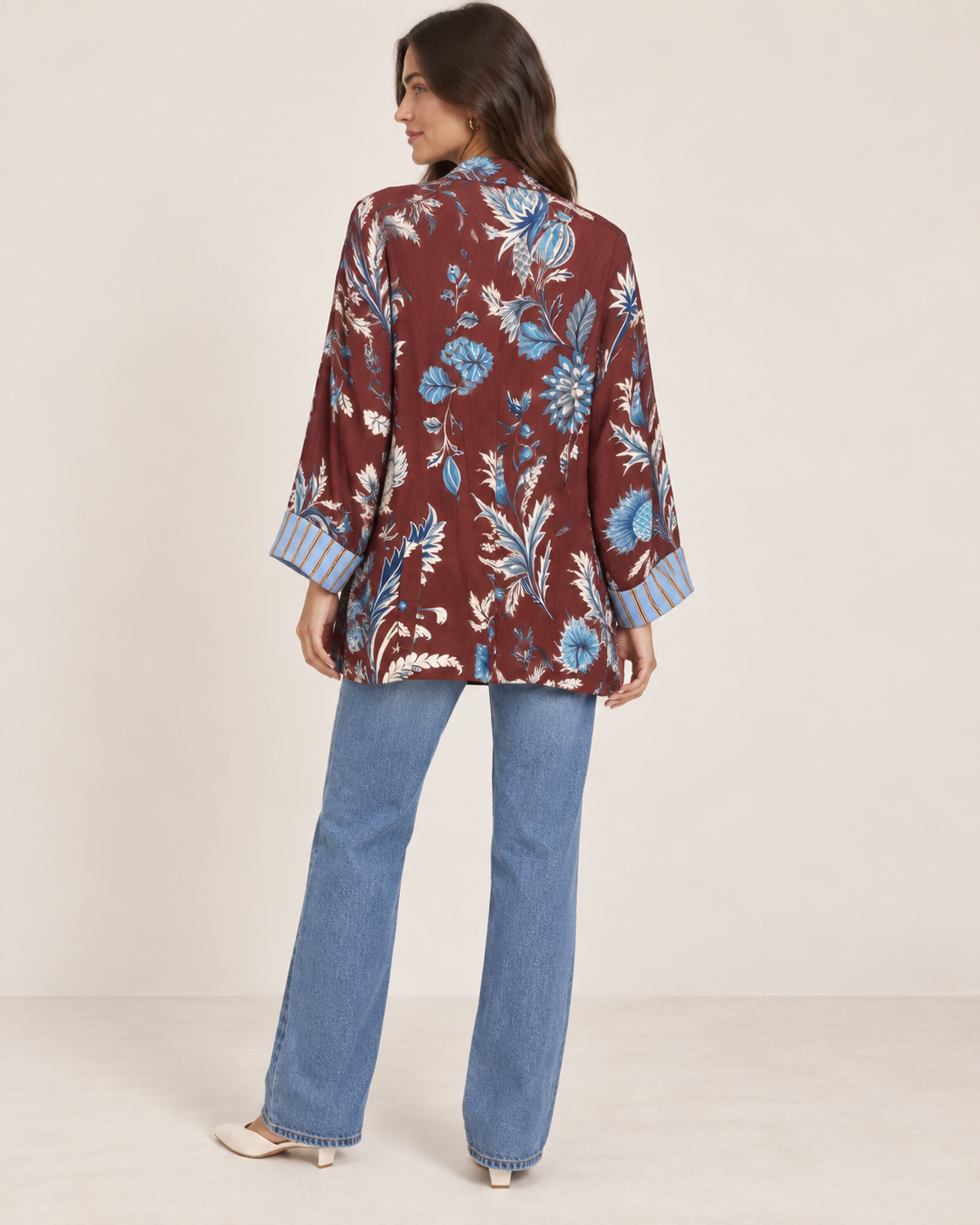Kimono Have One floreale – bordeaux