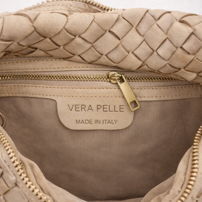 Borsa in pelle artigianale intrecciata