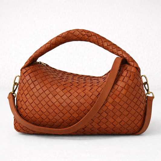 Borsa in pelle artigianale intrecciata