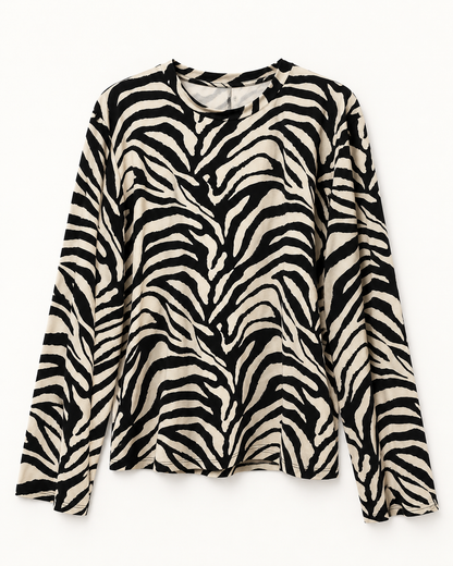 Maglia donna zebrata panna e nero