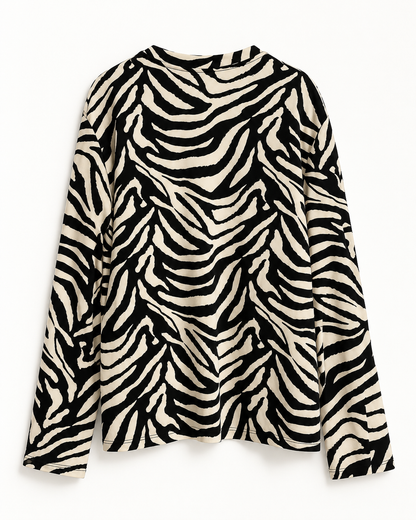 Maglia donna zebrata panna e nero