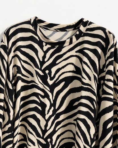 Maglia donna zebrata panna e nero