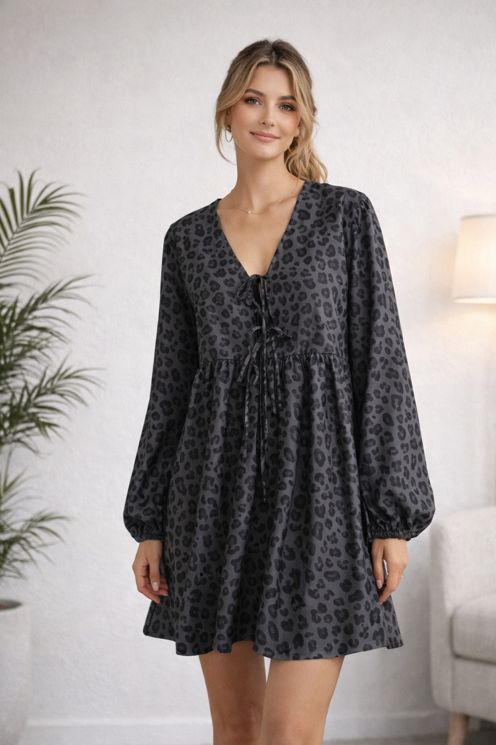 Abito leopardato nero