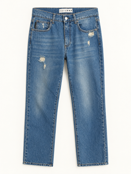 Jeans donna Lily Have One a gamba dritta con piccoli strappi