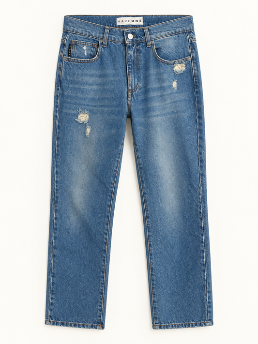 Jeans donna Lily Have One a gamba dritta con piccoli strappi