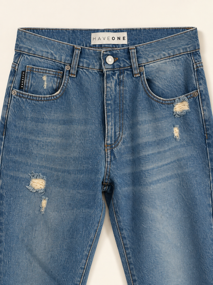 Jeans donna Lily Have One a gamba dritta con piccoli strappi