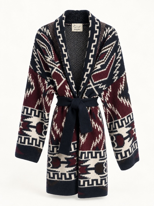 Cardigan Armoire jacquard con cintura