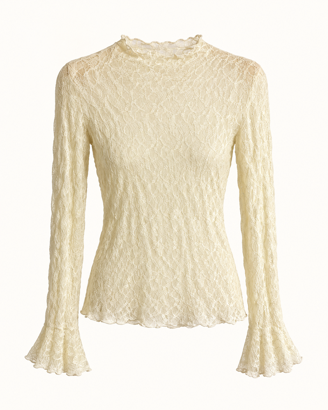 Maglia da donna in pizzo color burro