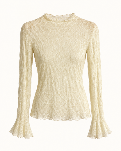 Maglia da donna in pizzo color burro