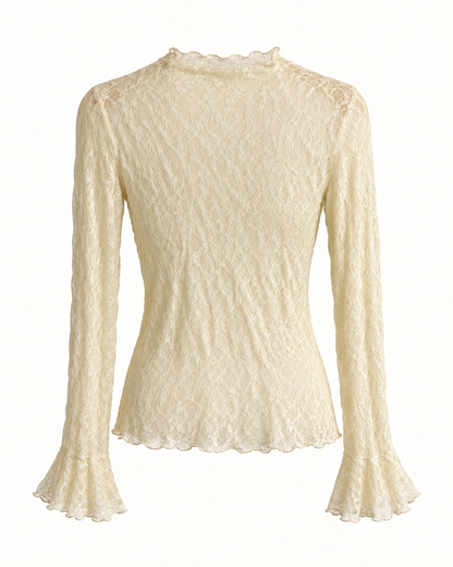 Maglia da donna in pizzo color burro