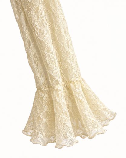 Maglia da donna in pizzo color burro