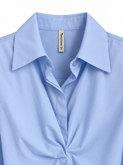 Camicia donna con drappeggio frontale Tensione In