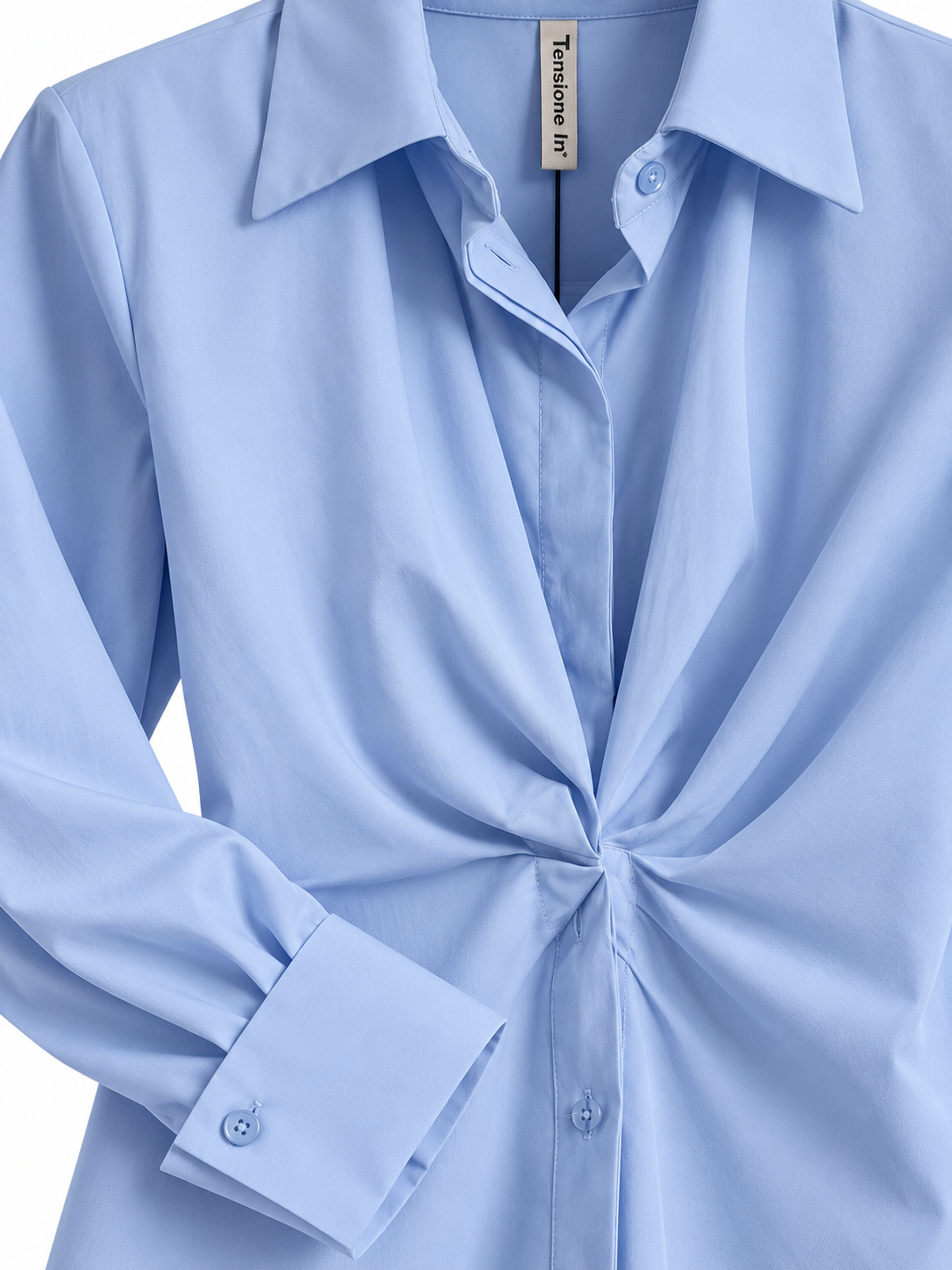 Camicia donna con drappeggio frontale Tensione In